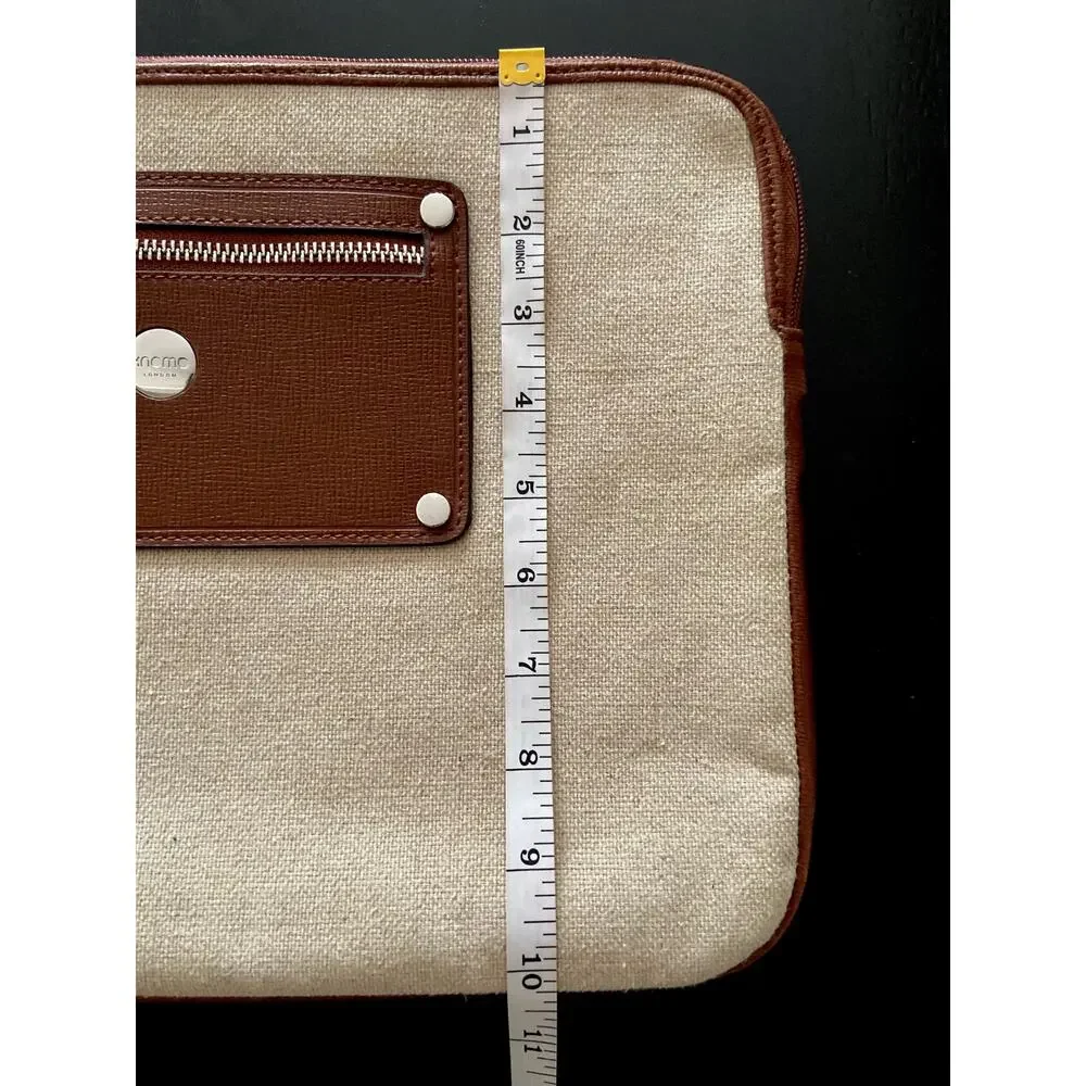 KNOMO Cream Canvas w/Leather Trim Padded Laptop Sleeve